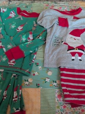 Holiday Santa Kids Pajama Set - Red & Green